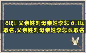 🦁 父亲姓刘母亲姓李怎 🐱 么取名,父亲姓刘母亲姓李怎么取名字好听